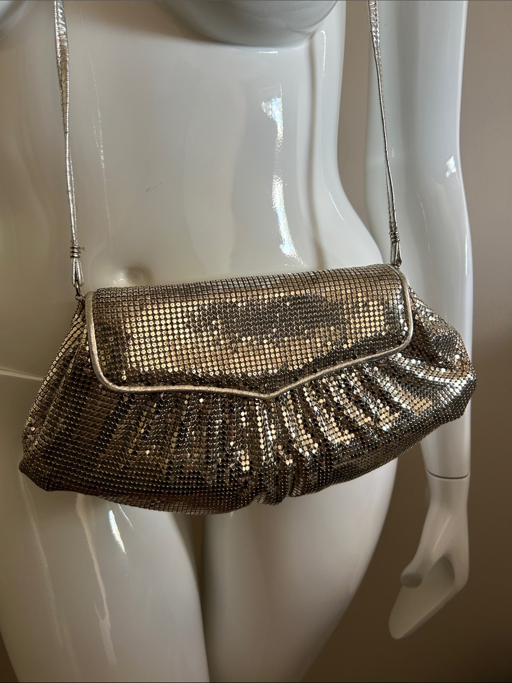 Vintage Whiting & Davis Silver Mesh Evening Shoulder Bag and clutch